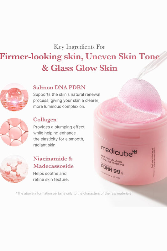 MEDICUBE  PDRN PINK COLLAGEN TONING GEL TONER PAD 70PCS MEDICUBE