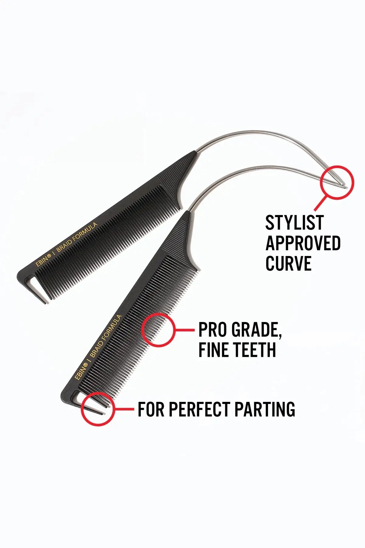 EBIN NEW YORK BRAID FORMULA CURVED PINTAIL COMB EBIN NEW YORK