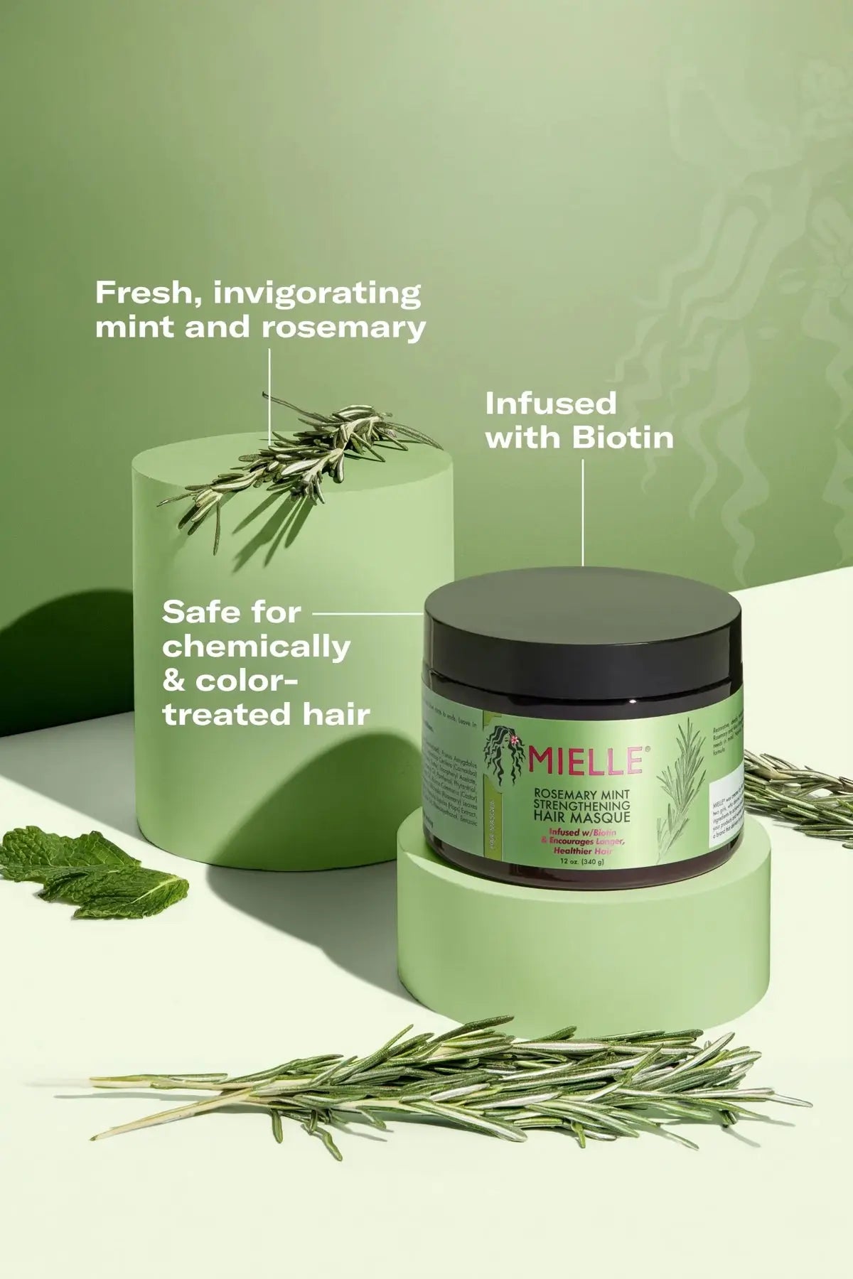 MIELLE ROSEMARY MINT STRENGTHENING HAIR MASQUE 12oz MIELLE ORGANICS