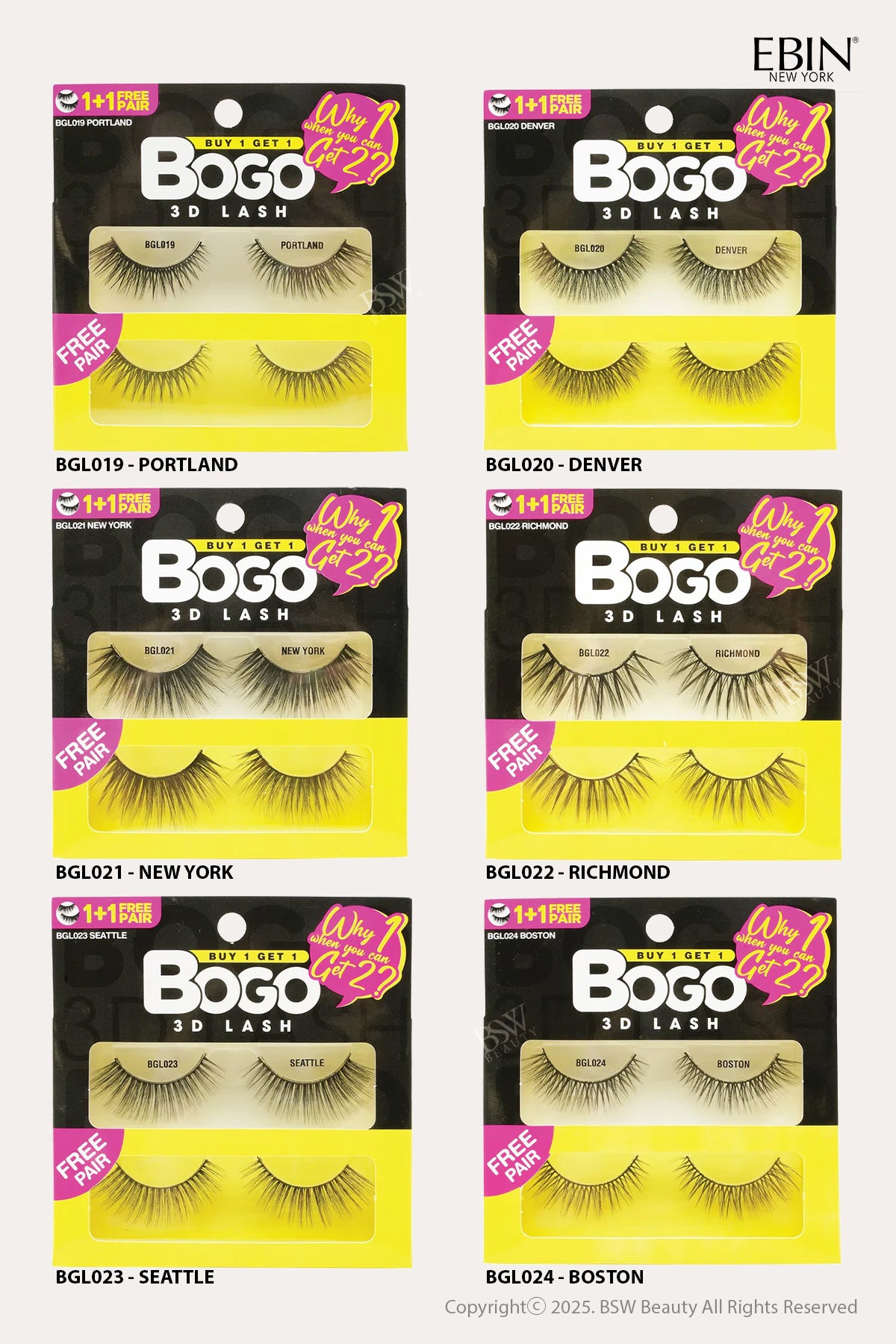 EBIN BOGO 3D EYELASHES - BSW BEAUTY CANADA