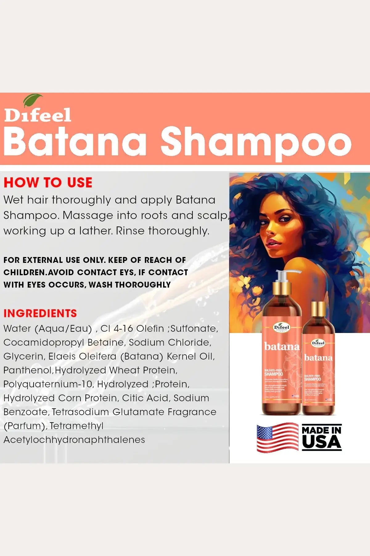 DIFEEL BATANA SHAMPOO SULFATE-FREE 12oz DIFEEL