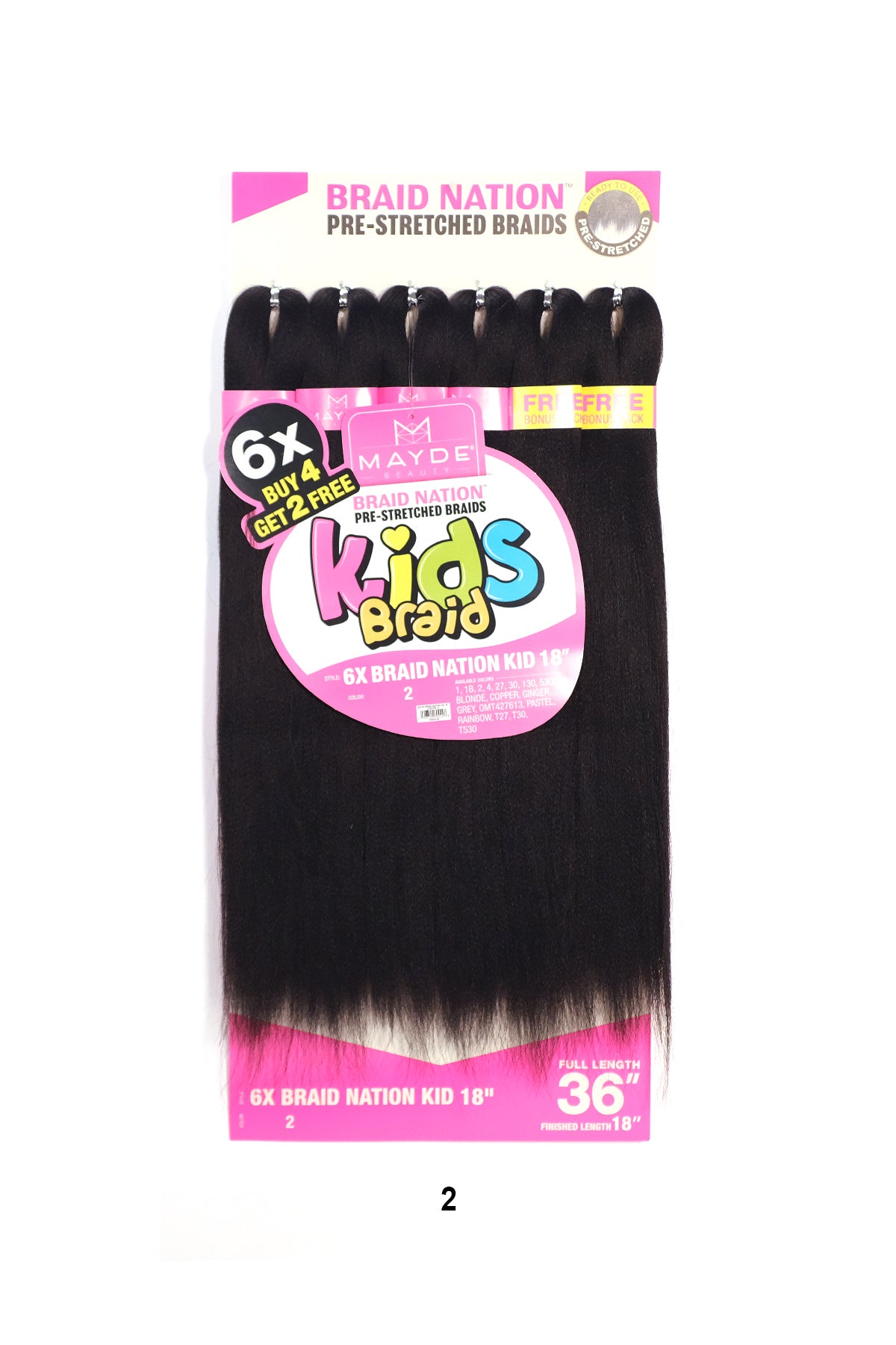 MAYDE 6X BRAID NATION PRE-STRETCHED KIDS BRAID 18" (FULL LENGTH 36")