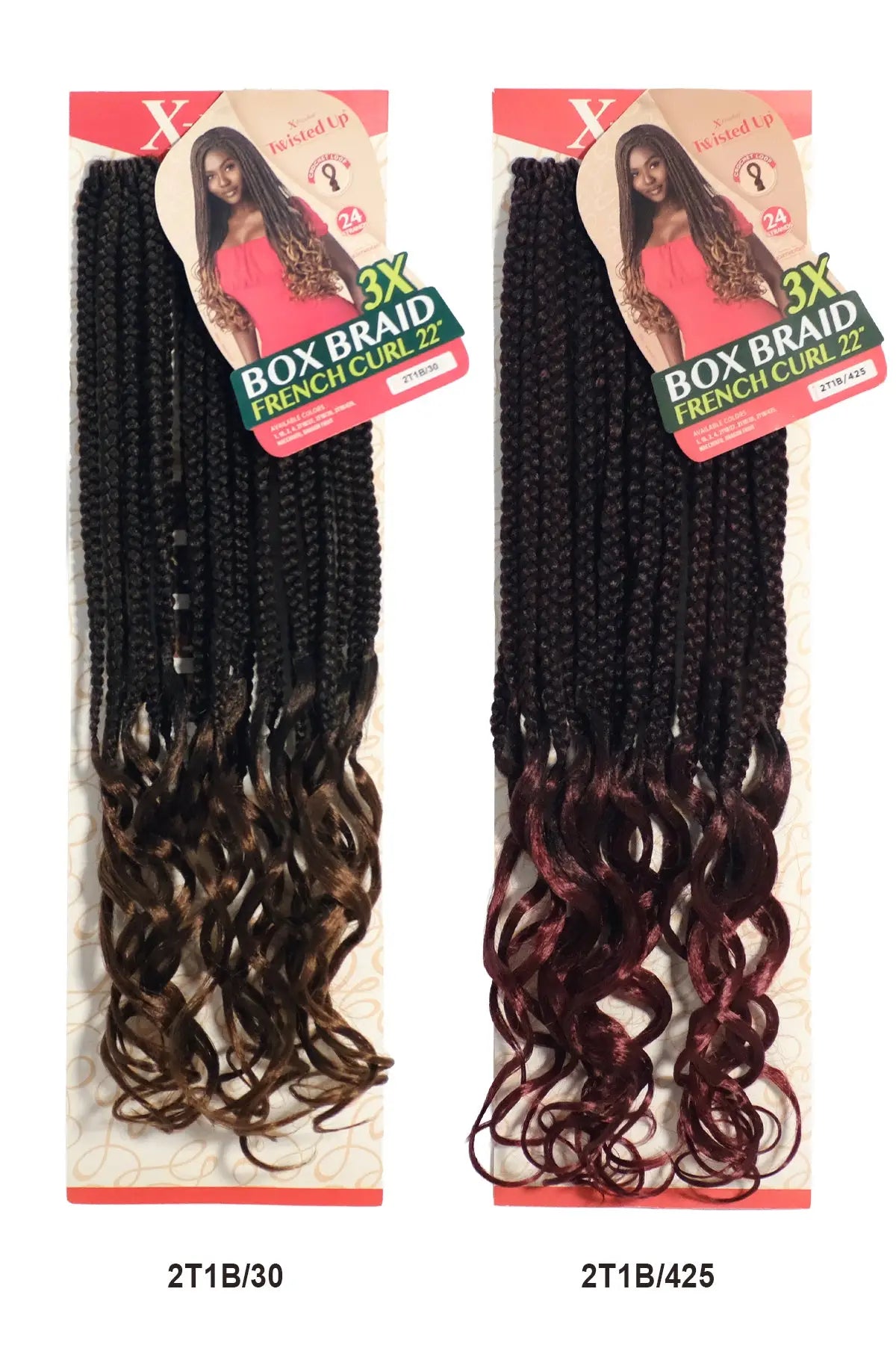 OUTRE X-PRESSION 3X  BOX BRAID FRENCH CURL 22" OUTRE
