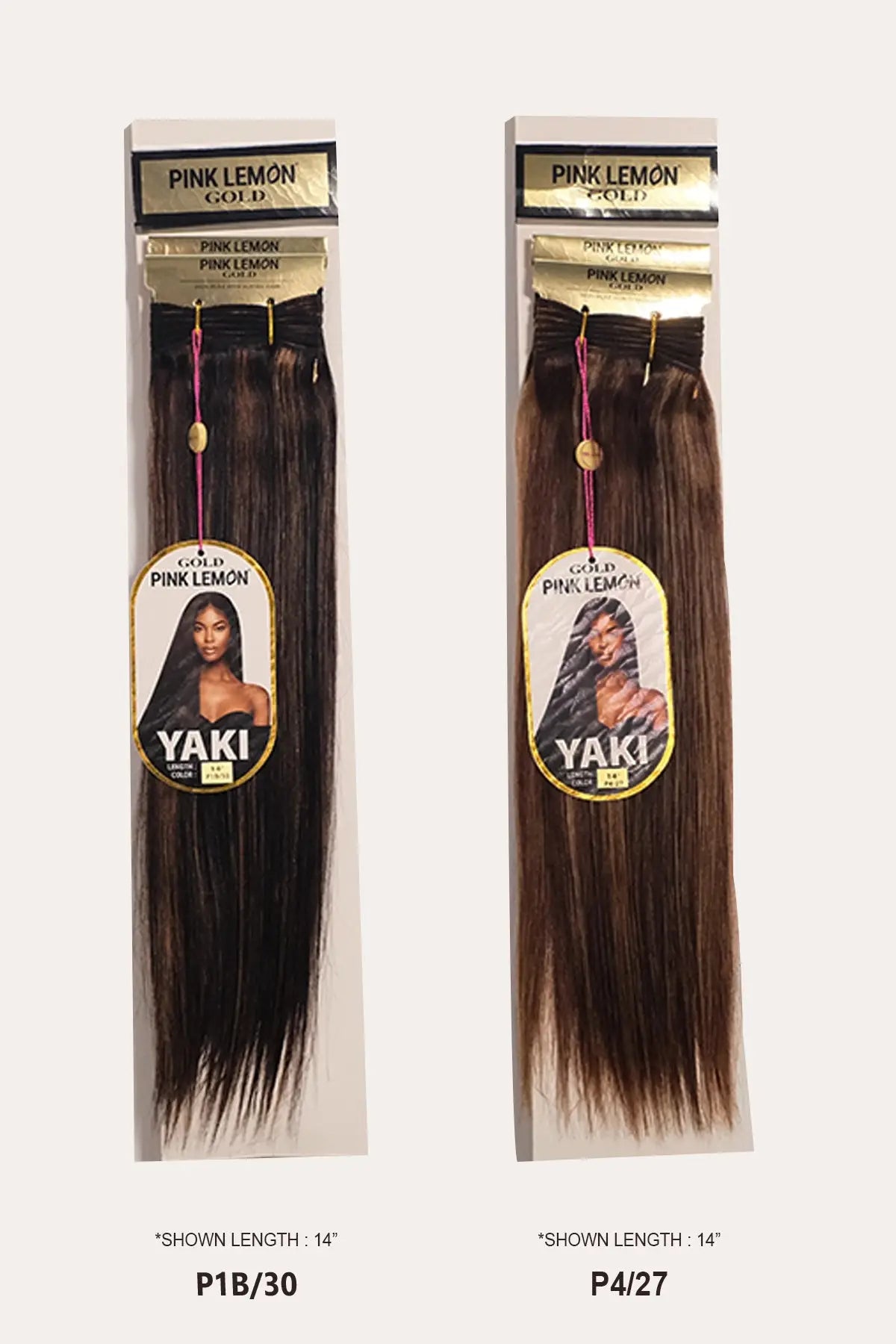 PINK LEMON GOLD 100% REMI HUMAN HAIR WEAVE - YAKI 12" PINK LEMON