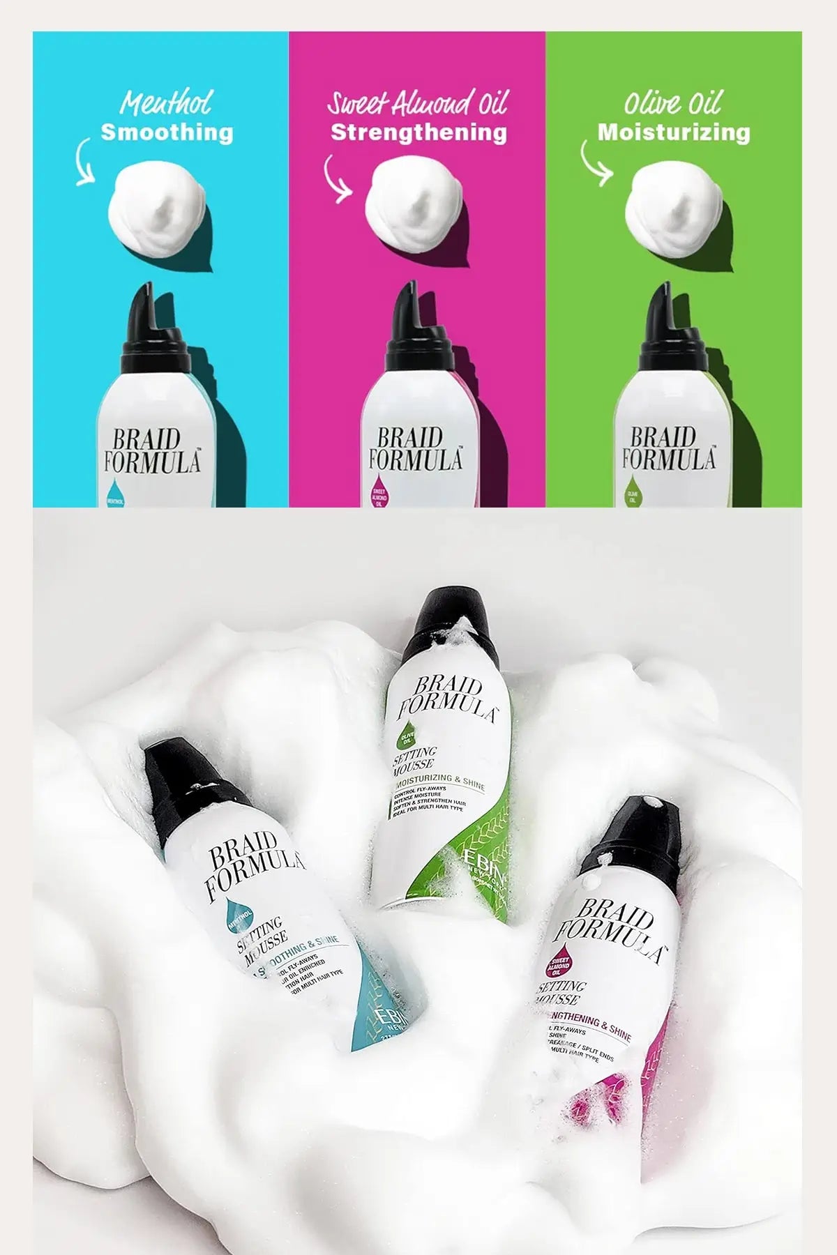 EBIN NEW YORK BRAID FORMULA SETTING MOUSSE 2.7oz - BSW BEAUTY CANADA