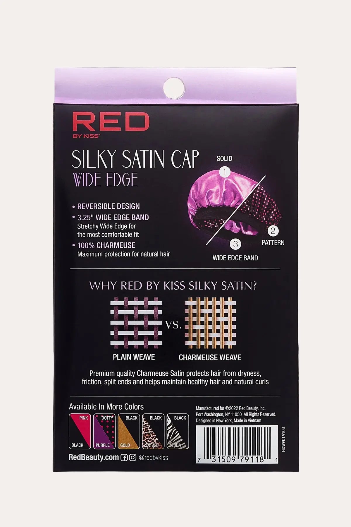 RED BY KISS SILKY SATIN DOUBLE WEAR HAIR CAP RED BEAUTY