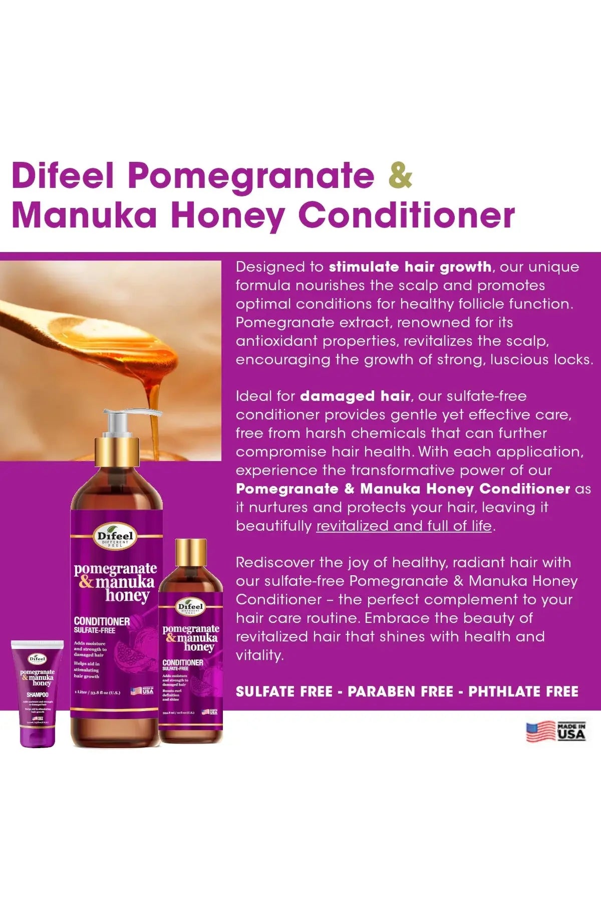 DIFEEL POMEGRANATE& MANUKA HONEY SULFATE-FREE CONDITIONER DIFEEL