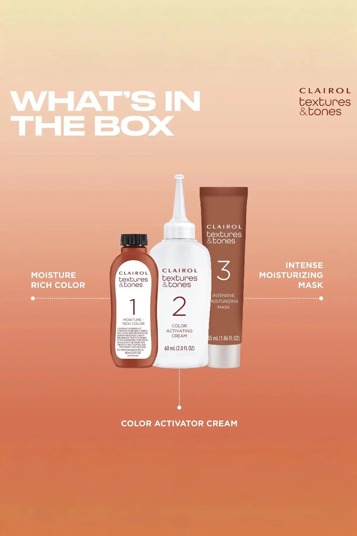CLAIROL TEXTURES & TONES PERMANENT HAIR COLOR DYE KIT CLAIROL
