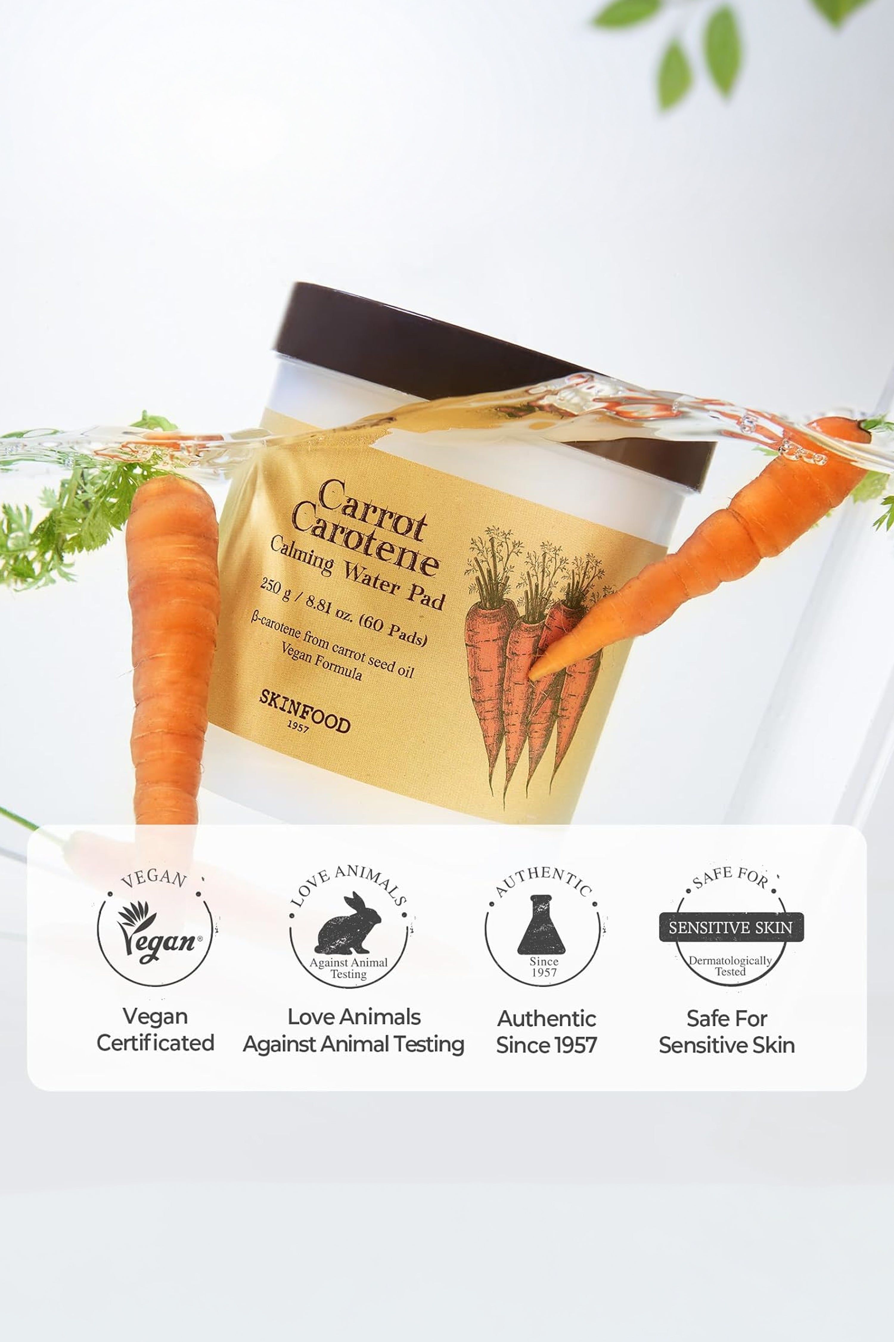 SKINFOOD CARROT CAROTENE CALMING WATER TONER PADS - BSW BEAUTY CANADA