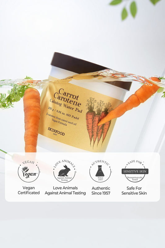 SKINFOOD CARROT CAROTENE CALMING WATER TONER PADS - BSW BEAUTY CANADA