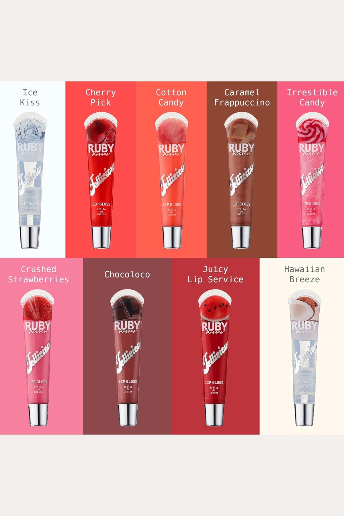 RUBY KISSES JELLICIOUS LIP GLOSS COLLECTION RED BEAUTY