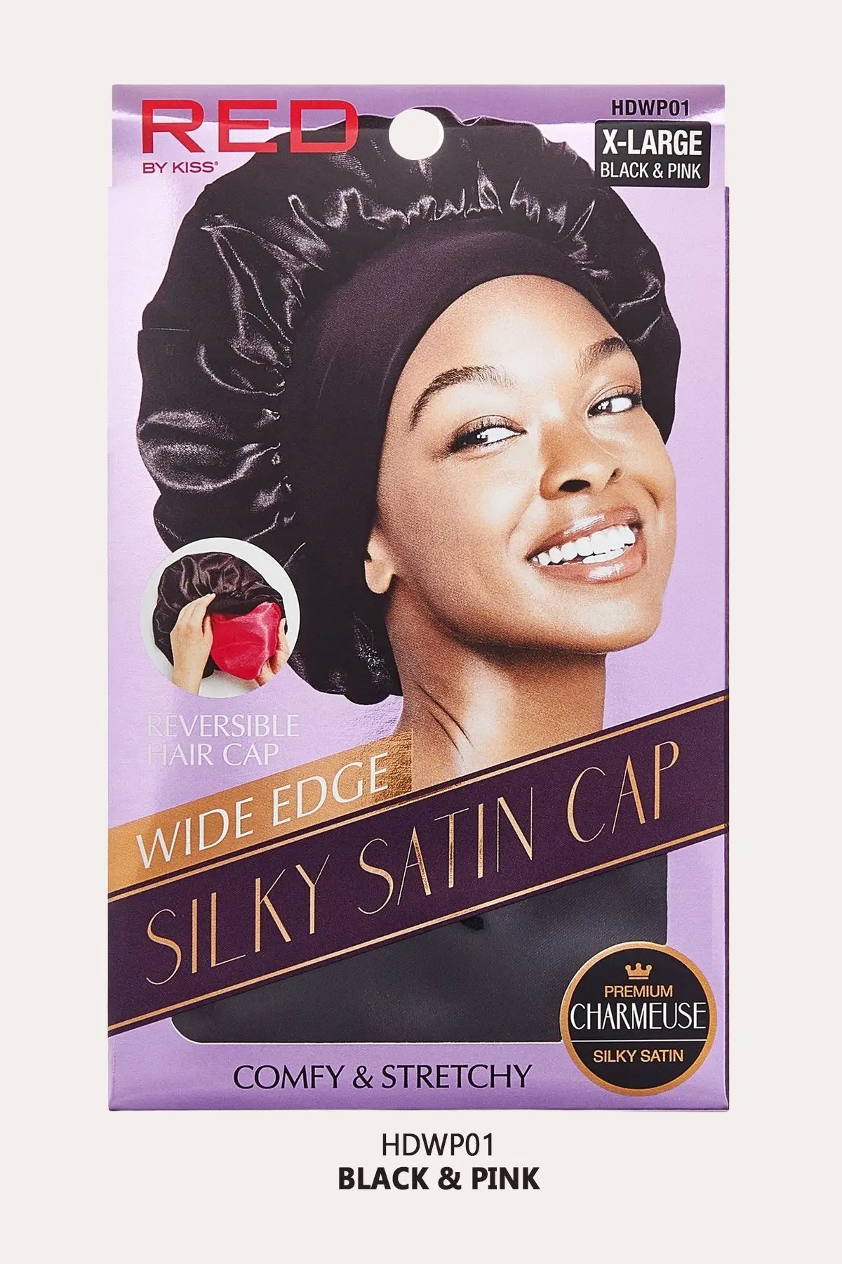 RED BY KISS SILKY SATIN DOUBLE WEAR HAIR CAP RED BEAUTY