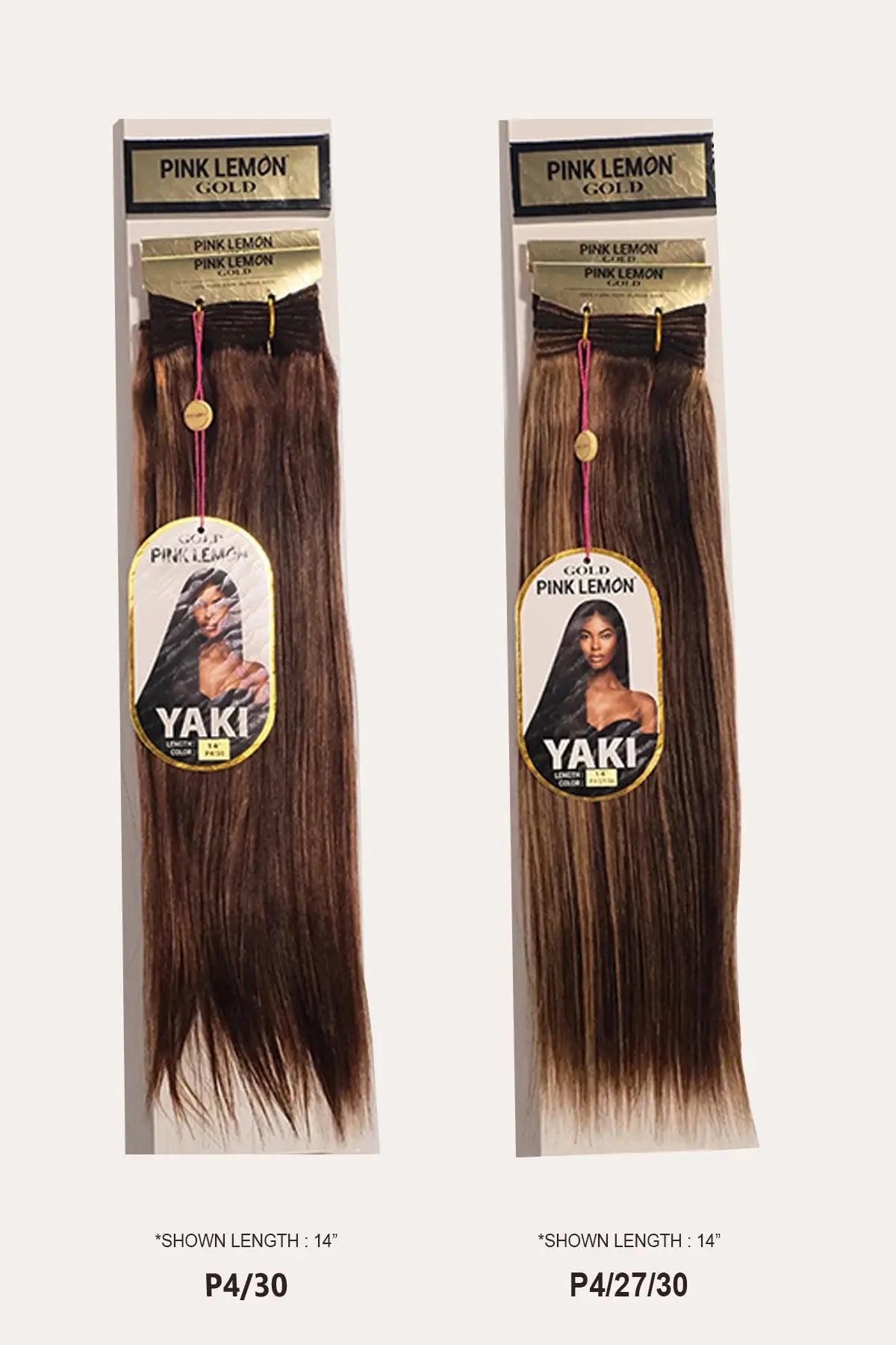 PINK LEMON GOLD 100% REMI HUMAN HAIR WEAVE - YAKI 12" PINK LEMON