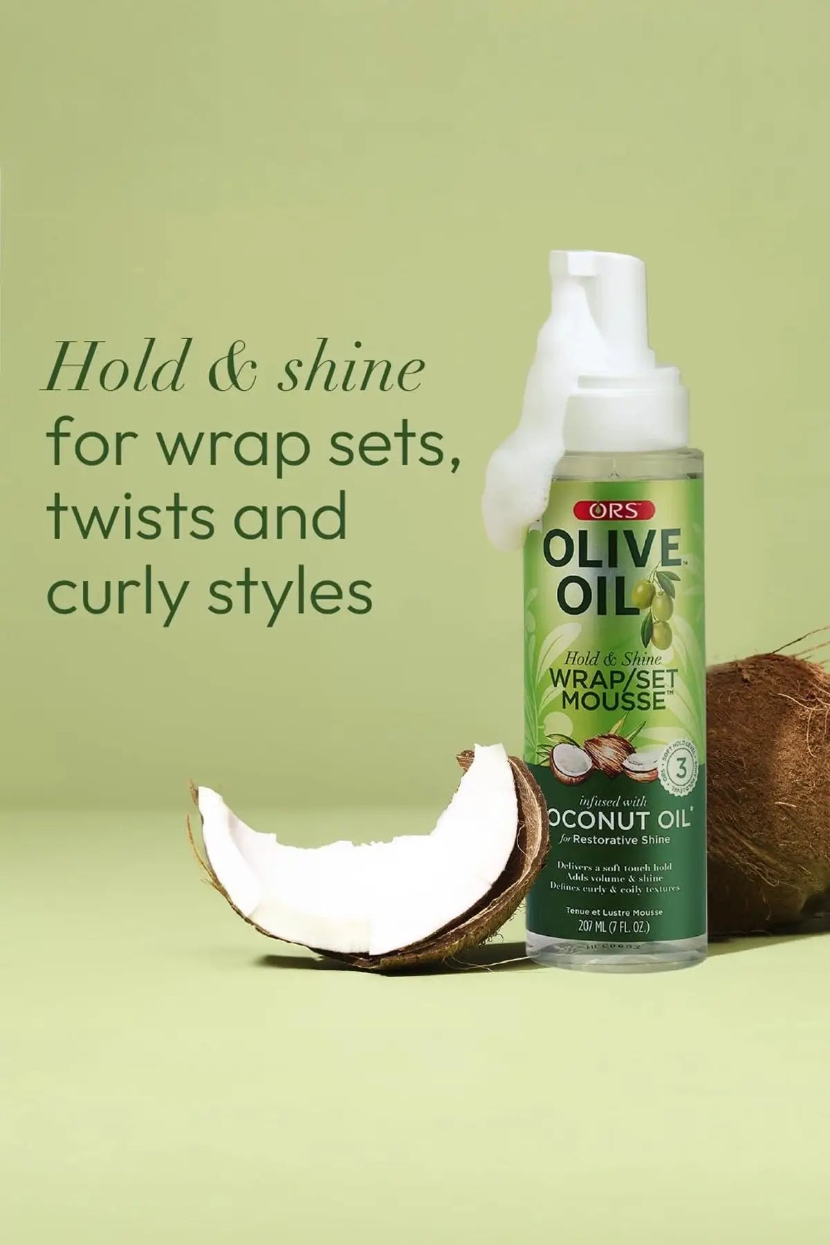 ORS OLIVE OIL HOLD & SHINE WRAP SET MOUSSE 7oz ORS