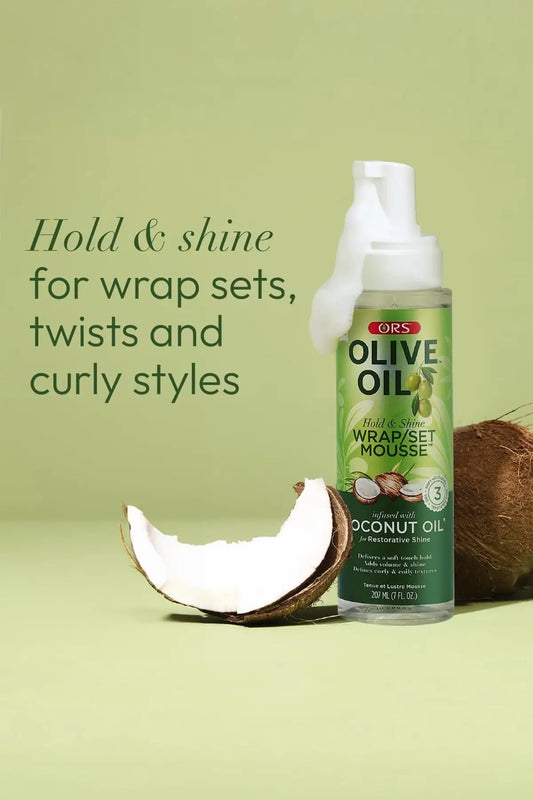 ORS OLIVE OIL HOLD & SHINE WRAP SET MOUSSE 7oz ORS