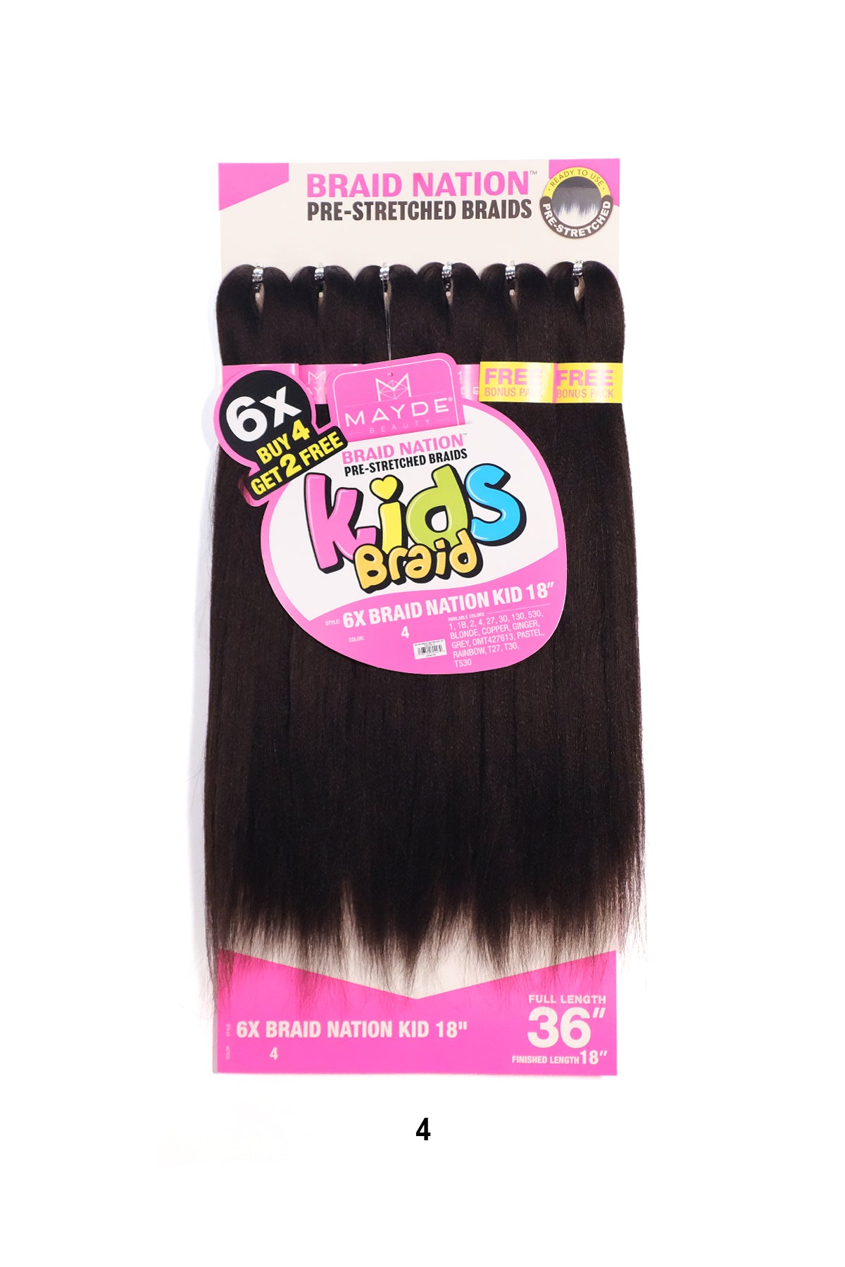 MAYDE 6X BRAID NATION PRE-STRETCHED KIDS BRAID 18