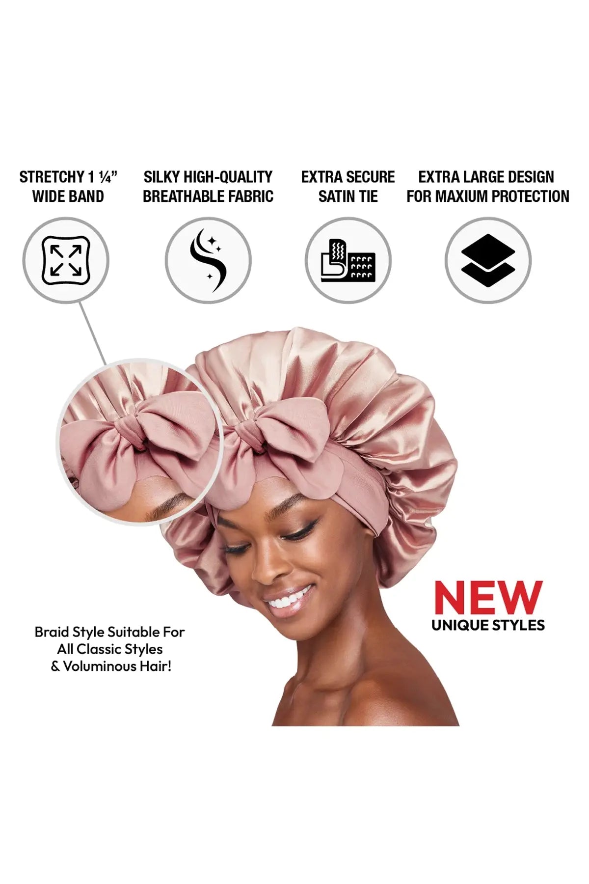 RED BY KISS ADJUSTABLE SATIN BONNET – X-LARGE RED BEAUTY