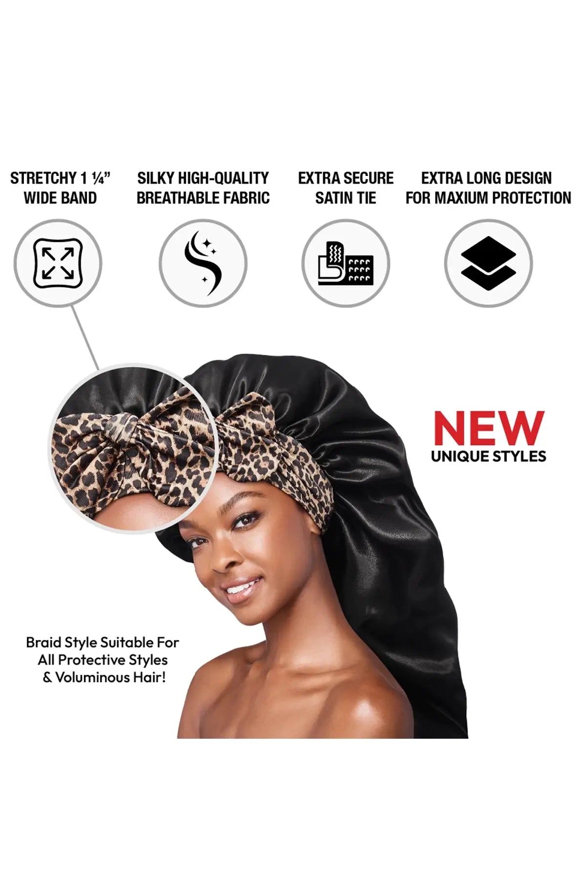 RED BY KISS BRAID EXTRA LARGE ADJUSTABLE SATIN BONNET RED BEAUTY