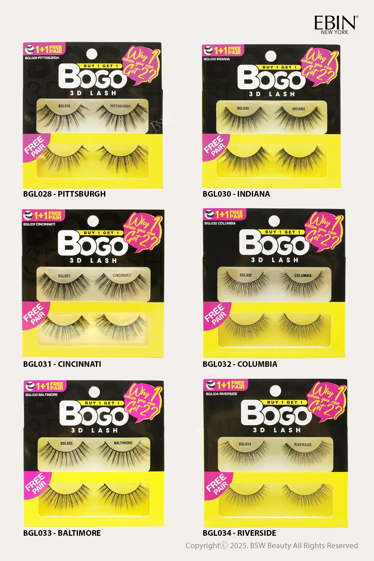 EBIN BOGO 3D EYELASHES - BSW BEAUTY CANADA