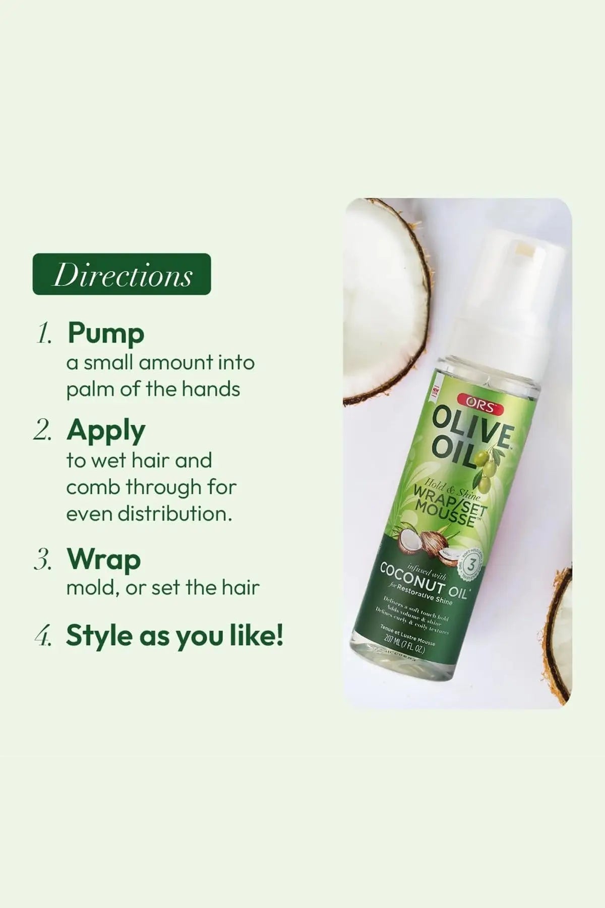 ORS OLIVE OIL HOLD & SHINE WRAP SET MOUSSE 7oz ORS