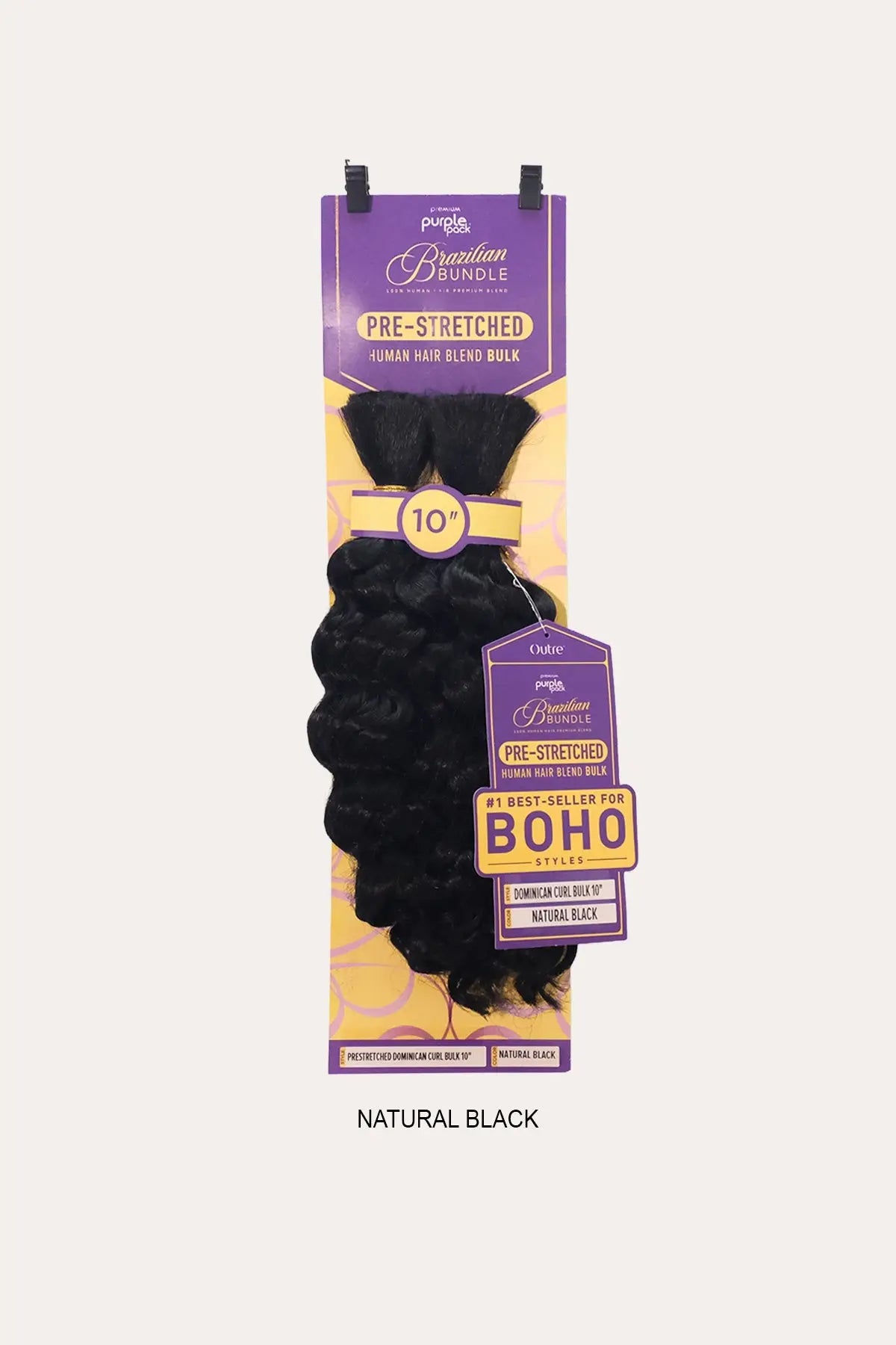 OUTRE PURPLE PACK BRAZILIAN BUNDLE PRE- STRETCHED - DOMINICAN CURL BULK 10" OUTRE