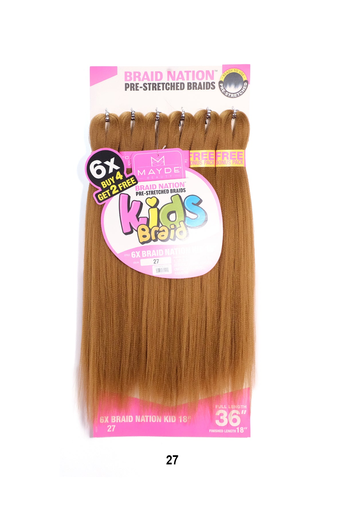 MAYDE 6X BRAID NATION PRE-STRETCHED KIDS BRAID 18