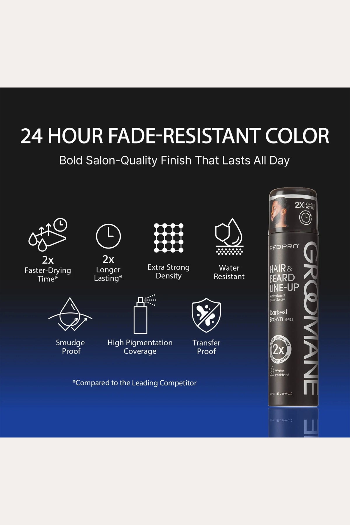 RED PRO GROOMANE TEMPORARY COLOR SPRAY FOR HAIR, BEARDS & LINEUP