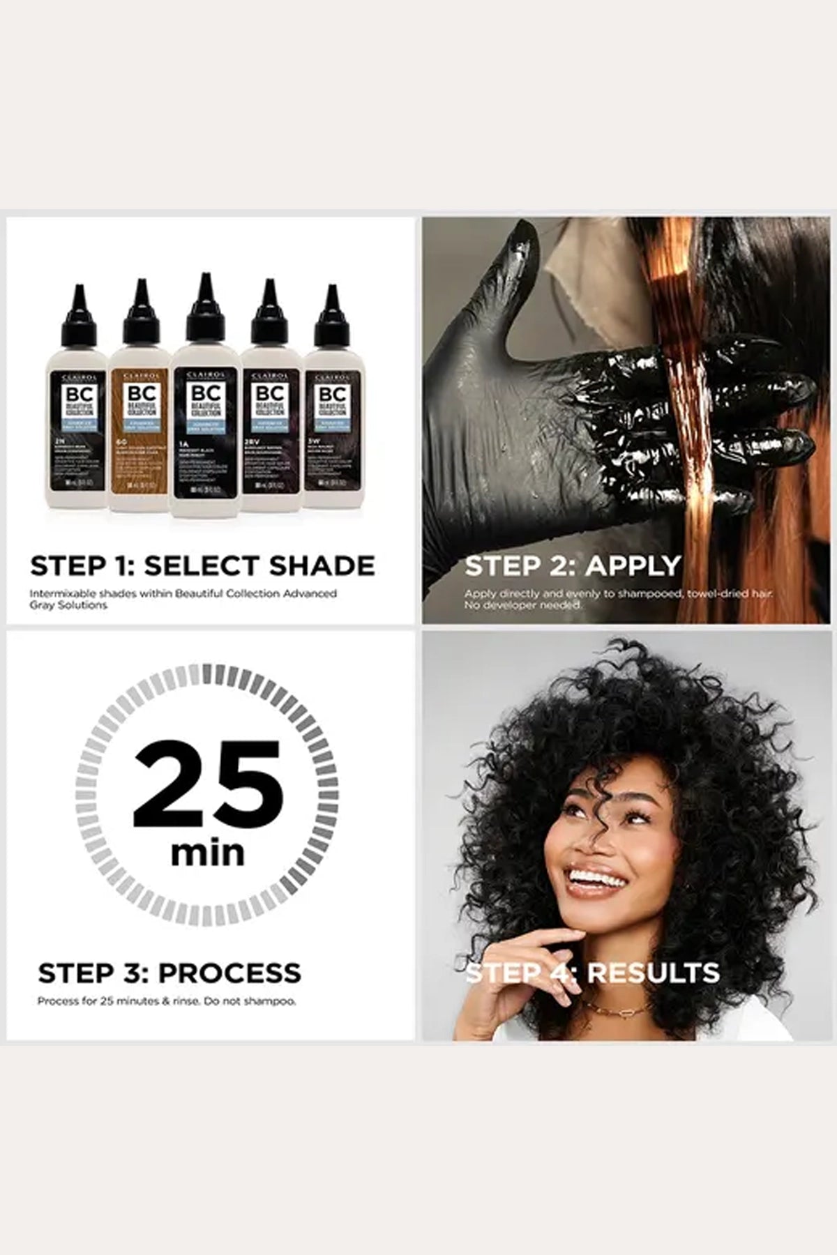 CLAIROL PROFESSIONAL BEAUTIFUL COLLECTION COLORATION SEMI-PERMANENTE POUR CHEVEUX GRIS - 8 COULEURS 88 ml