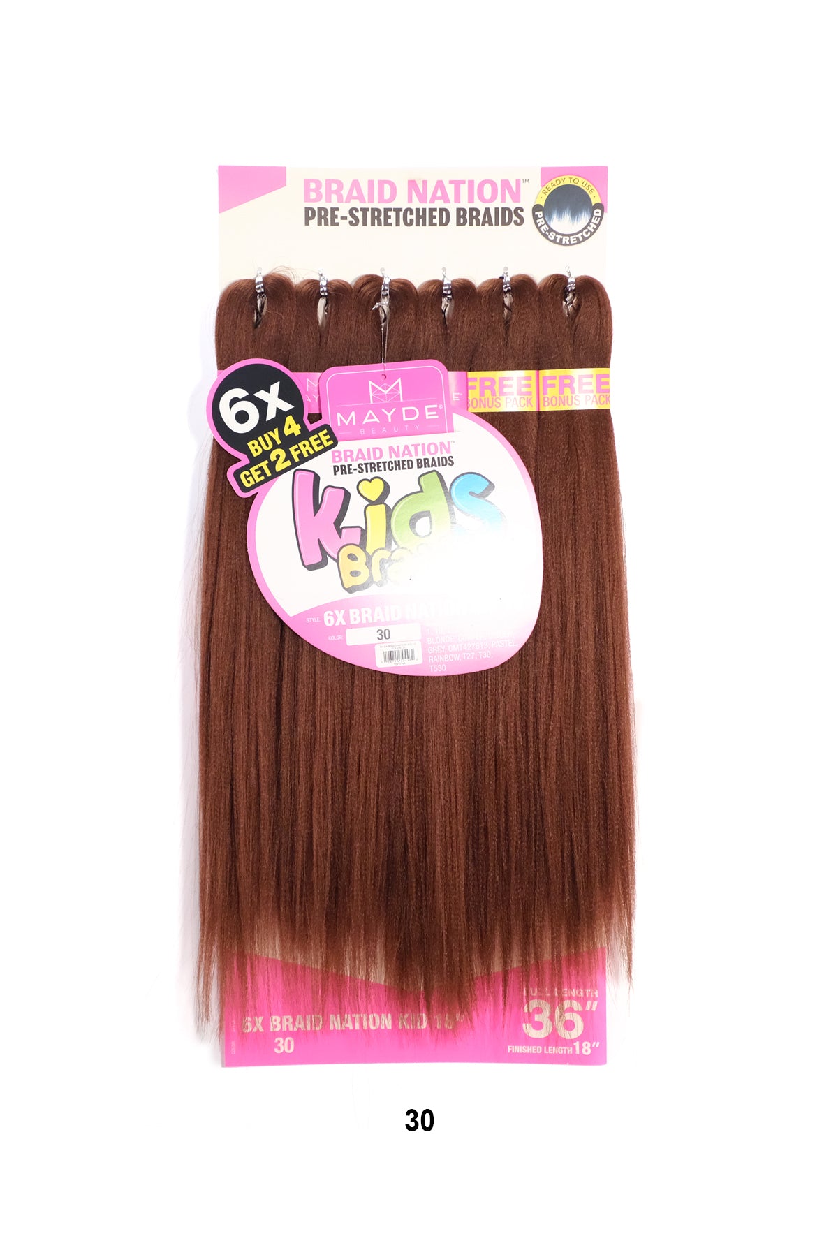 MAYDE 6X BRAID NATION PRE-STRETCHED KIDS BRAID 18" (FULL LENGTH 36")