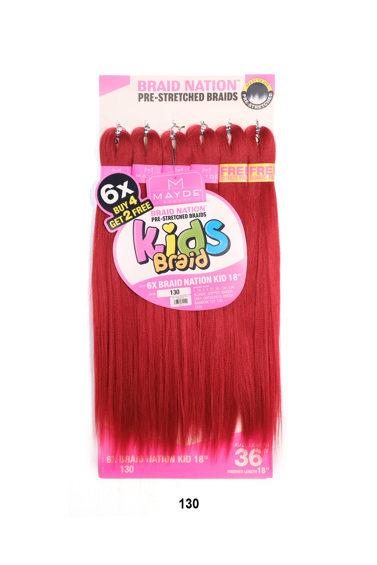 MAYDE 6X BRAID NATION PRE-STRETCHED KIDS BRAID 18" (FULL LENGTH 36")