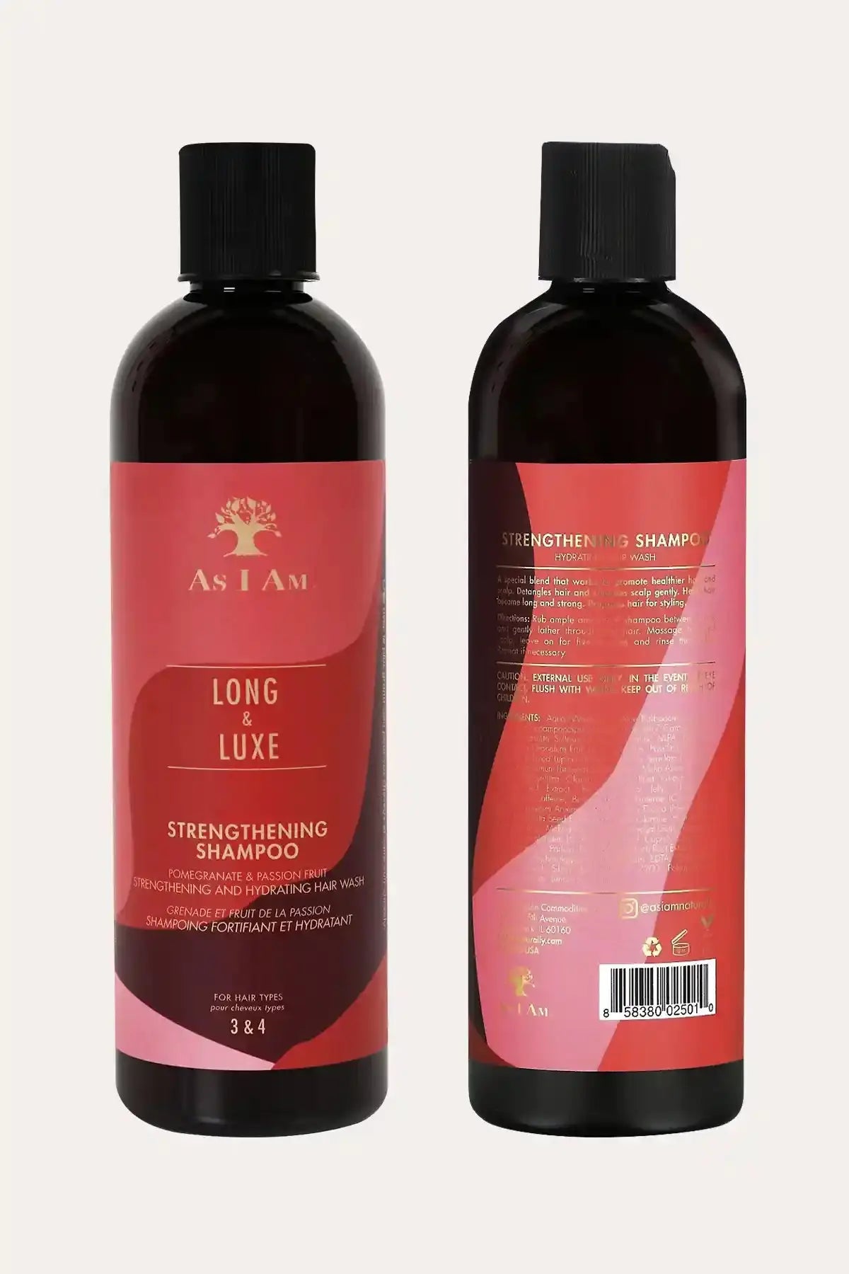 AS I AM LONG AND LUXE SHAMPOO RENFORÇANT GRENADE & FRUIT DE LA PASSION 355ml