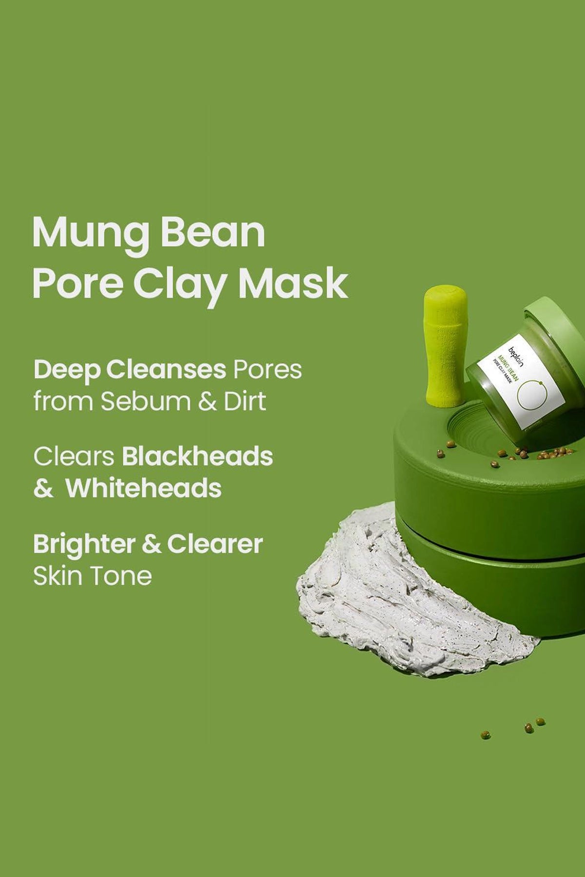 BEPLAIN MASQUE À L’ARGILE MUNG BEAN POUR LES PORES 120 ml