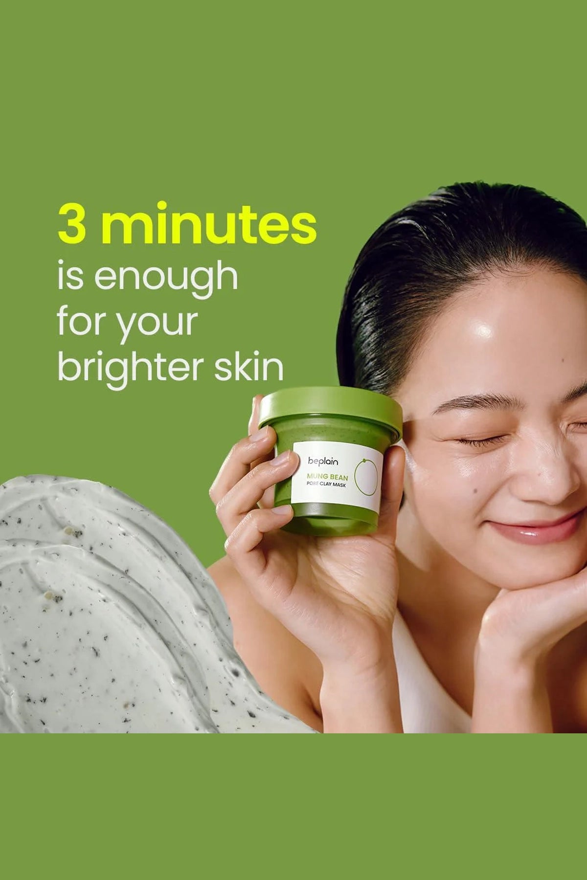 BEPLAIN MASQUE À L’ARGILE MUNG BEAN POUR LES PORES 120 ml