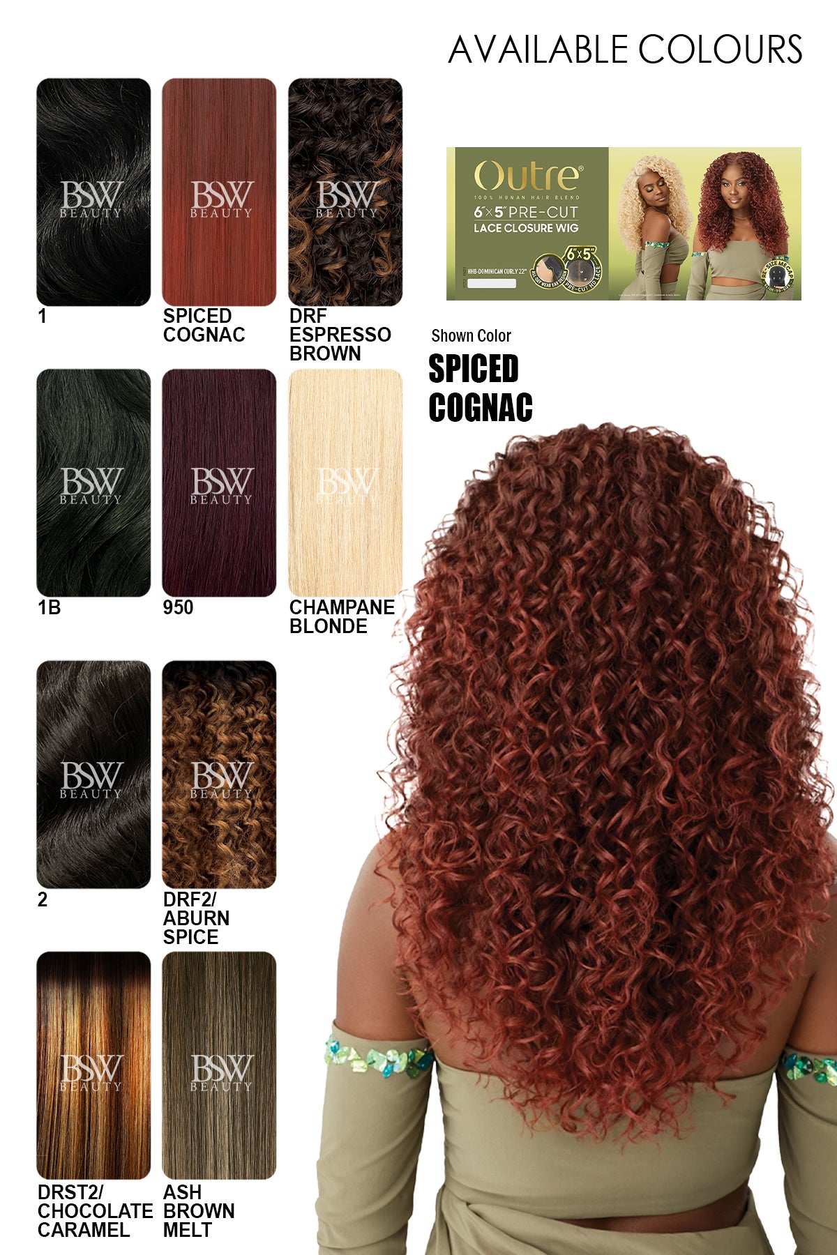 OUTRE 6X5 PRE-CUT LACE CLOSURE WIG - DOMINICAN CURLY 22