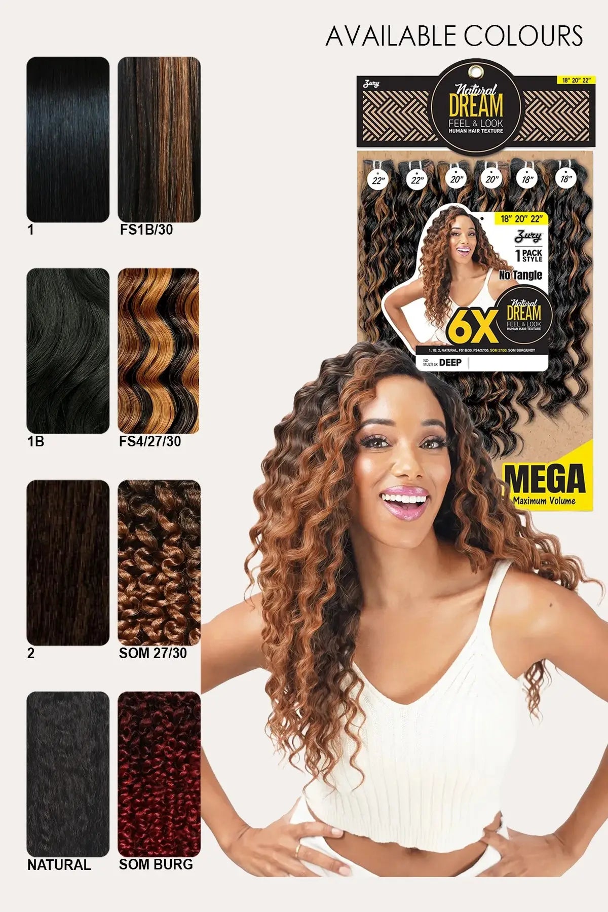 ZURY NATURAL DREAM HAIR WEAVE 6X - DEEP 182022 ZURY