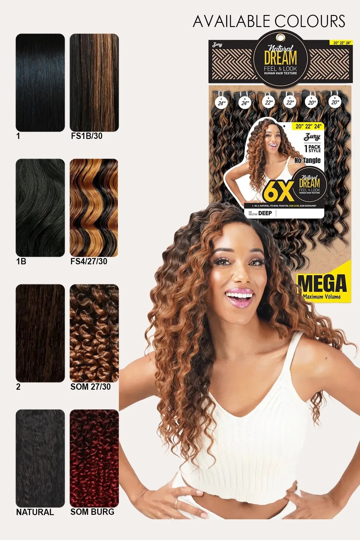 ZURY NATURAL DREAM HAIR WEAVE 6X - DEEP 202224 ZURY