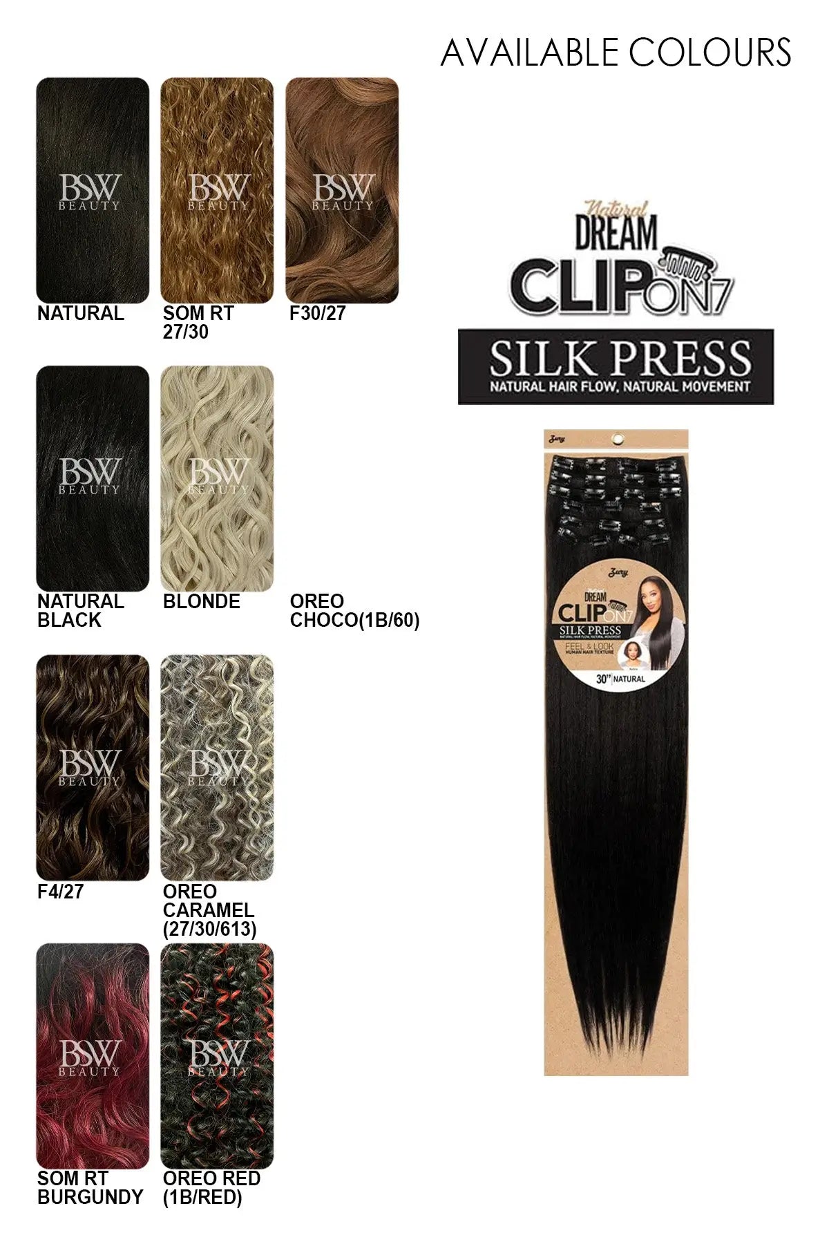 ZURY NATURAL DREAM SILK PRESS NATURAL YAKY 7PCS CLIP-ON 24" - BSW BEAUTY CANADA