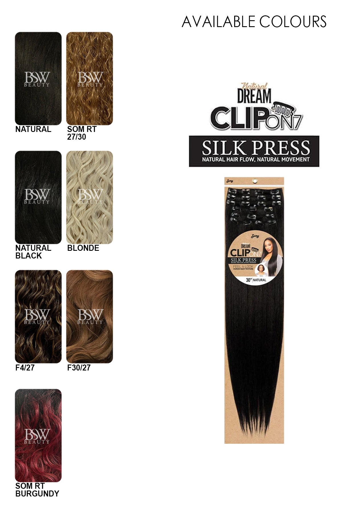 ZURY NATURAL DREAM SILK PRESS NATURAL YAKY 7PCS CLIP-ON / 30" - BSW BEAUTY CANADA