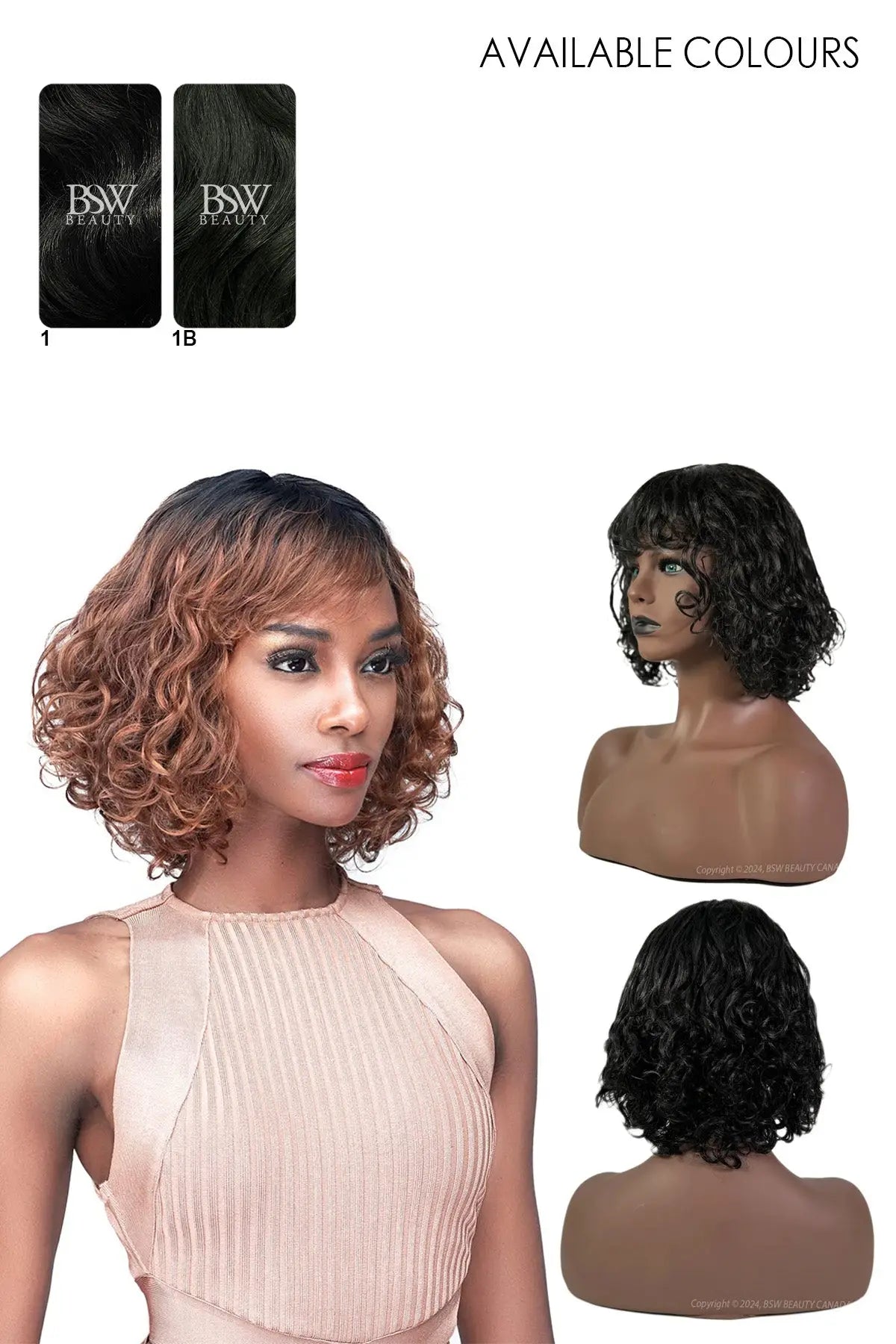 BOBBI BOSS BOB CURLY SYNTHETIC WIG - M1202 TIANA - BSW BEAUTY CANADA
