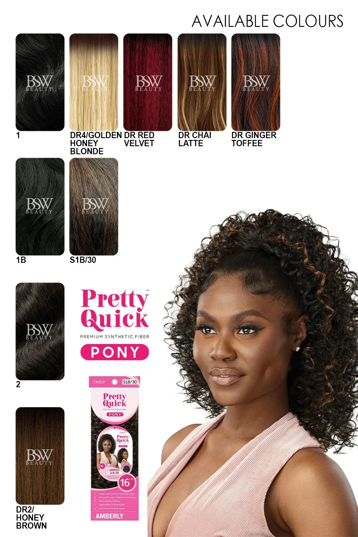 OUTRE PRETTY QUICK PREMIUM SYNTHETIC PONYTAIL - AMBERLY - BSW BEAUTY CANADA
