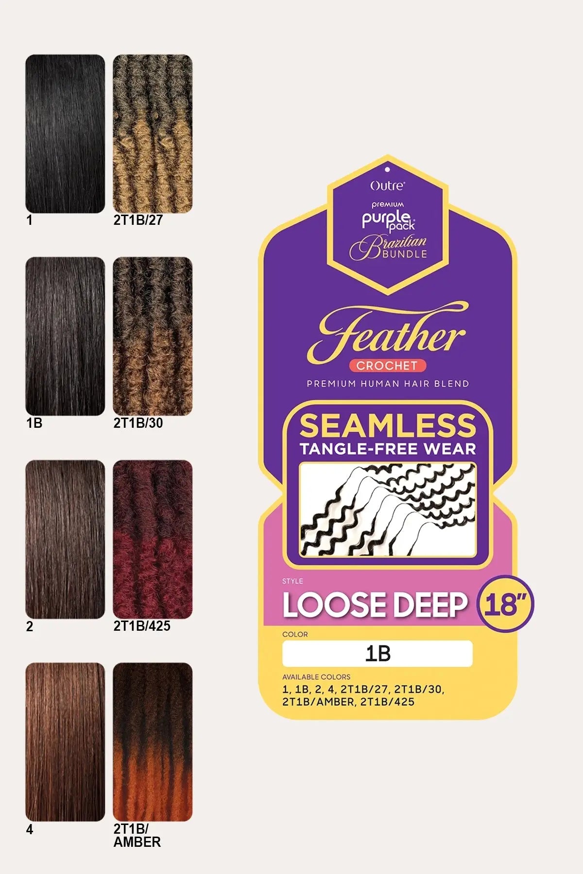 OUTRE PURPLE PACK BRAZILIAN FEATHER CROCHET LOOSE DEEP 18" OUTRE