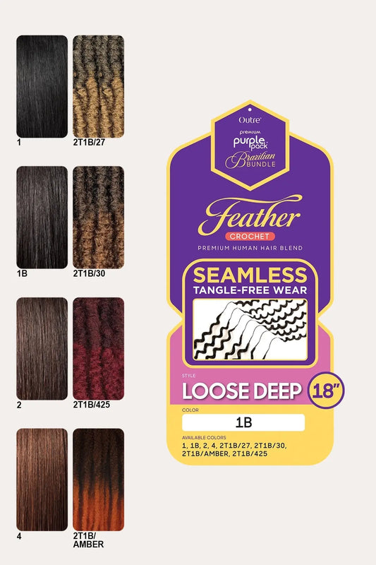 OUTRE PURPLE PACK BRAZILIAN FEATHER CROCHET LOOSE DEEP 18" OUTRE