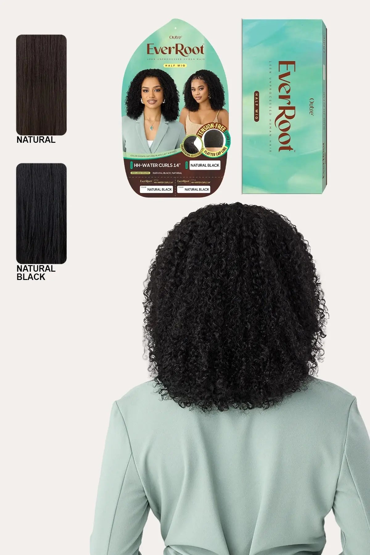 OUTRE EVERROOT UNPROCESSED HUMAN HAIR HALF WIG - HH WATER CURLS 14