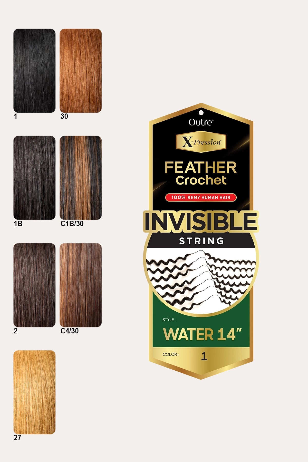 OUTRE X-PRESSION HUMAN FEATHER CROCHET WATER 14"