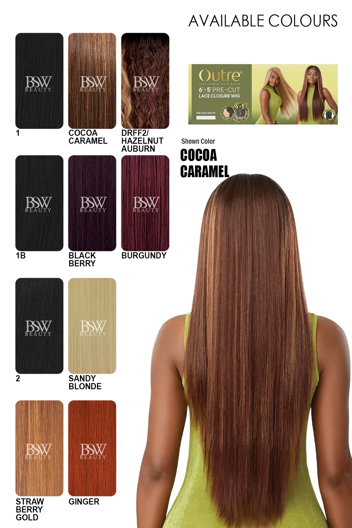 OUTRE 6X5 PRE-CUT LACE CLOSURE WIG - SLEEK YAKI 30 - BSW BEAUTY CANADA