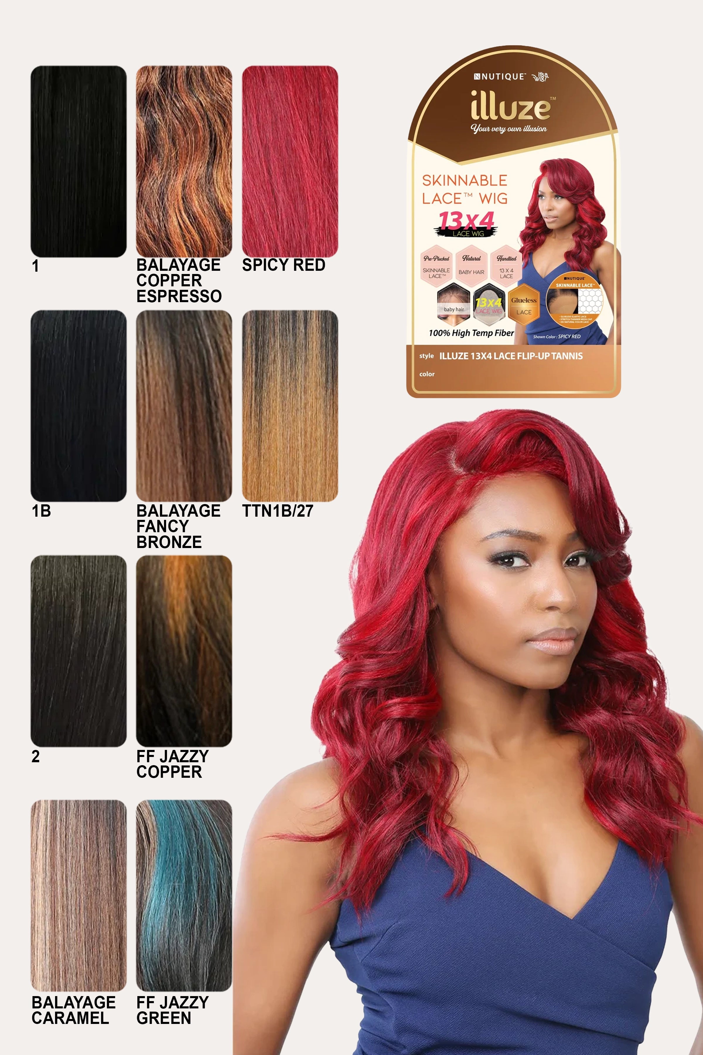 NUTIQUE ILLUZE 13X4 HD LACE FRONT WIG FLIP-UP - TANNIS