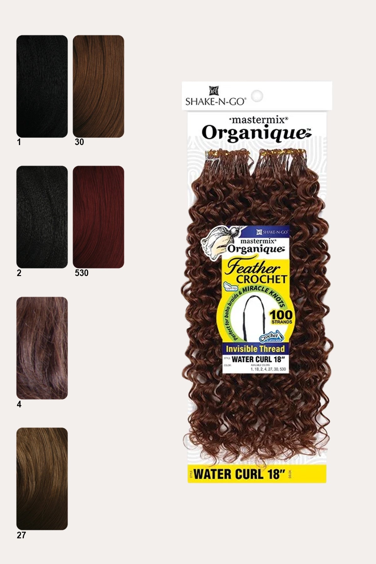 SHAKE N GO ORGANIQUE FEATHER CROCHET -  WATER CURL 18