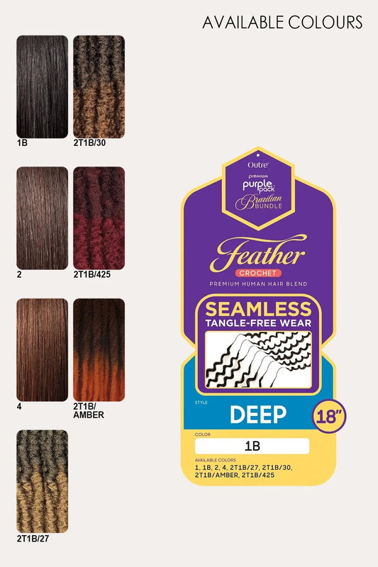 OUTRE PURPLE PACK BRAZILIAN FEATHER CROCHET DEEP 18" OUTRE
