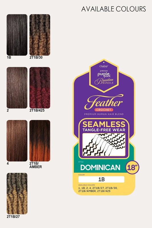 OUTRE PURPLE PACK BRAZILIAN FEATHER CROCHET DOMINICAN 18" OUTRE