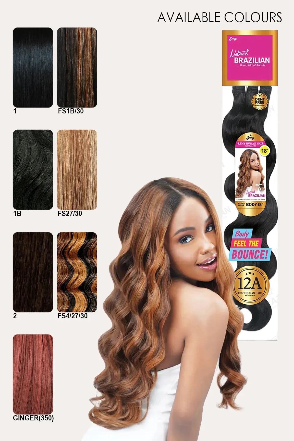 ZURY NATURAL BRAZILIAN HUMAN HAIR MIX WEAVE - BODY 18 ZURY